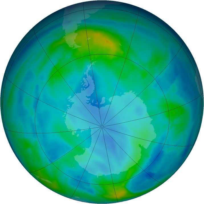 Antarctic ozone map for 10 May 2009